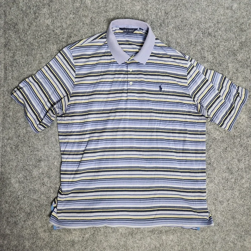 Polo Golf Ralph Lauren Men's Short Sleeve Shirt Size XL Pima Cotton Blue Striped